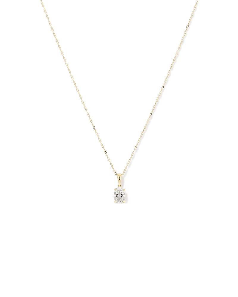 1.00 Carat TW Oval Cut Laboratory-Grown Diamond Solitaire Pendant  in 10kt Yellow Gold