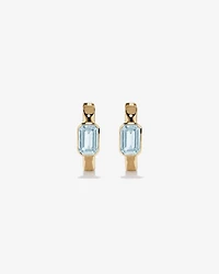 Boucles d'oreilles anneaux Aigue-marine serties clos en or jaune 10 ct