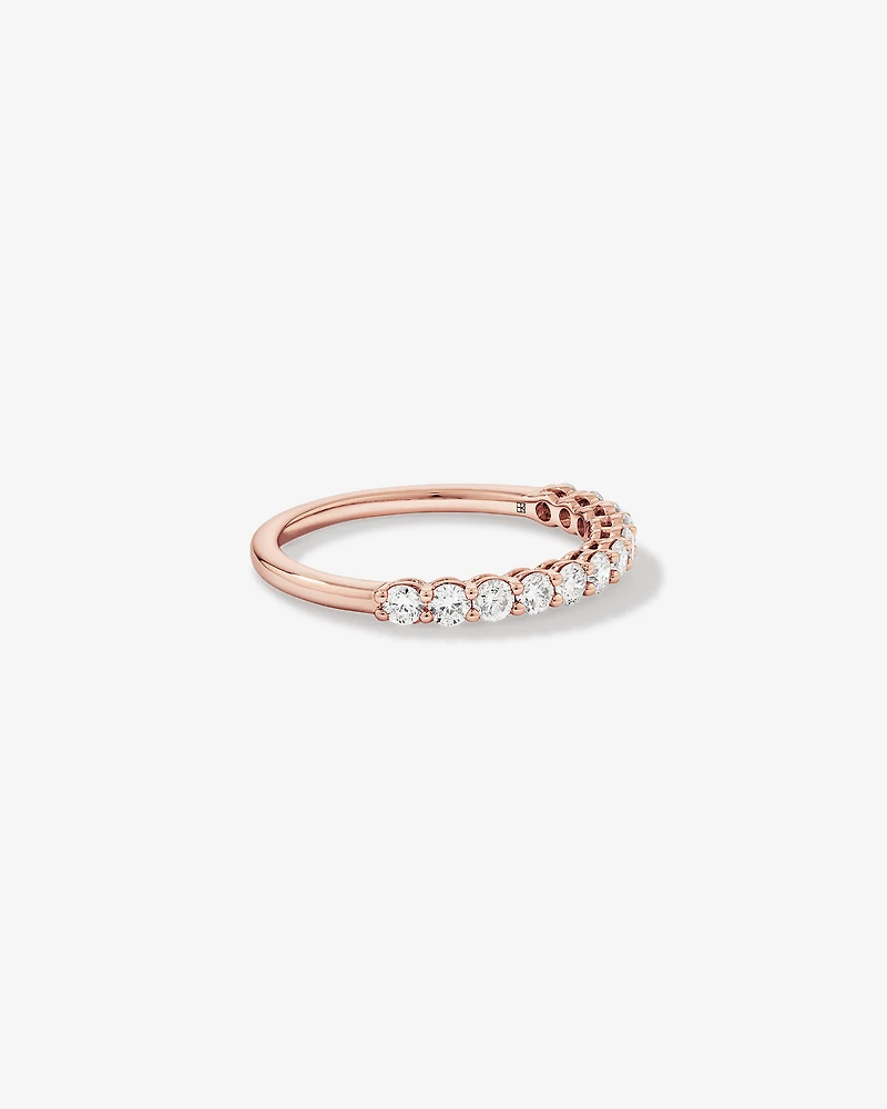 0.60 Carat TW Claw Set Round Brilliant Laboratory-Grown Diamond Wedding Ring in 14kt Rose Gold