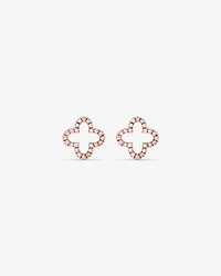 4 Leaf Clover Stud Earrings With Diamonds In 10kt Rose Gold