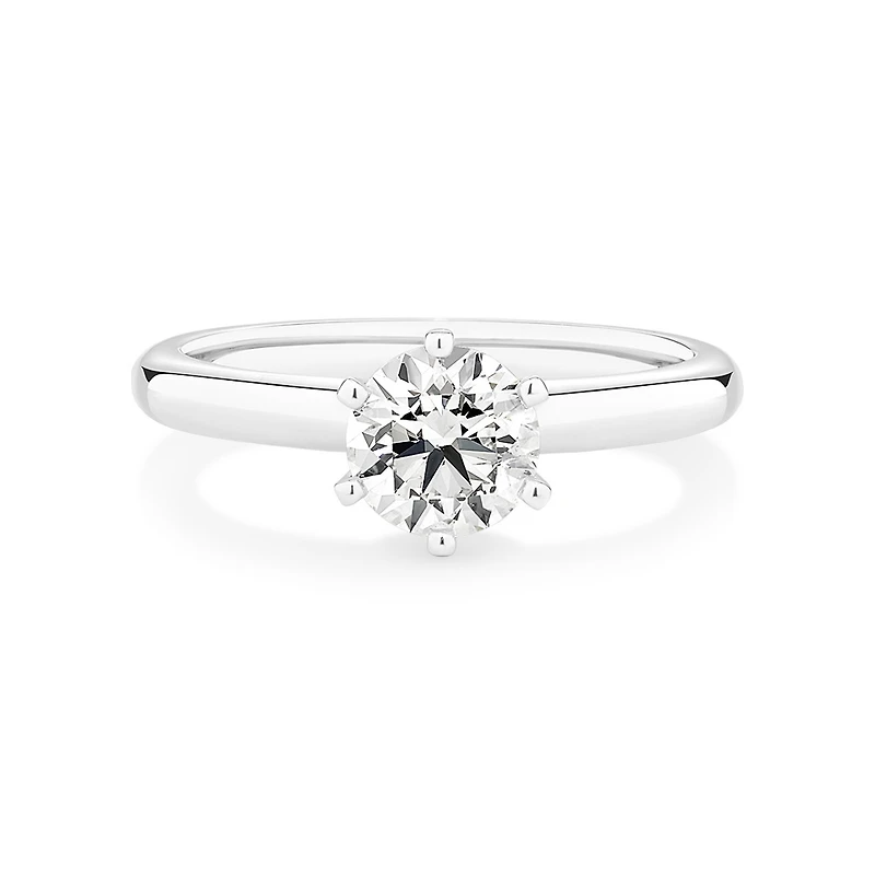 Bague de fiançailles en or blanc 18 K à diamant solitaire certifié totalisant 1 ct