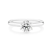 Bague de fiançailles en or blanc 18 K à diamant solitaire certifié totalisant 1 ct