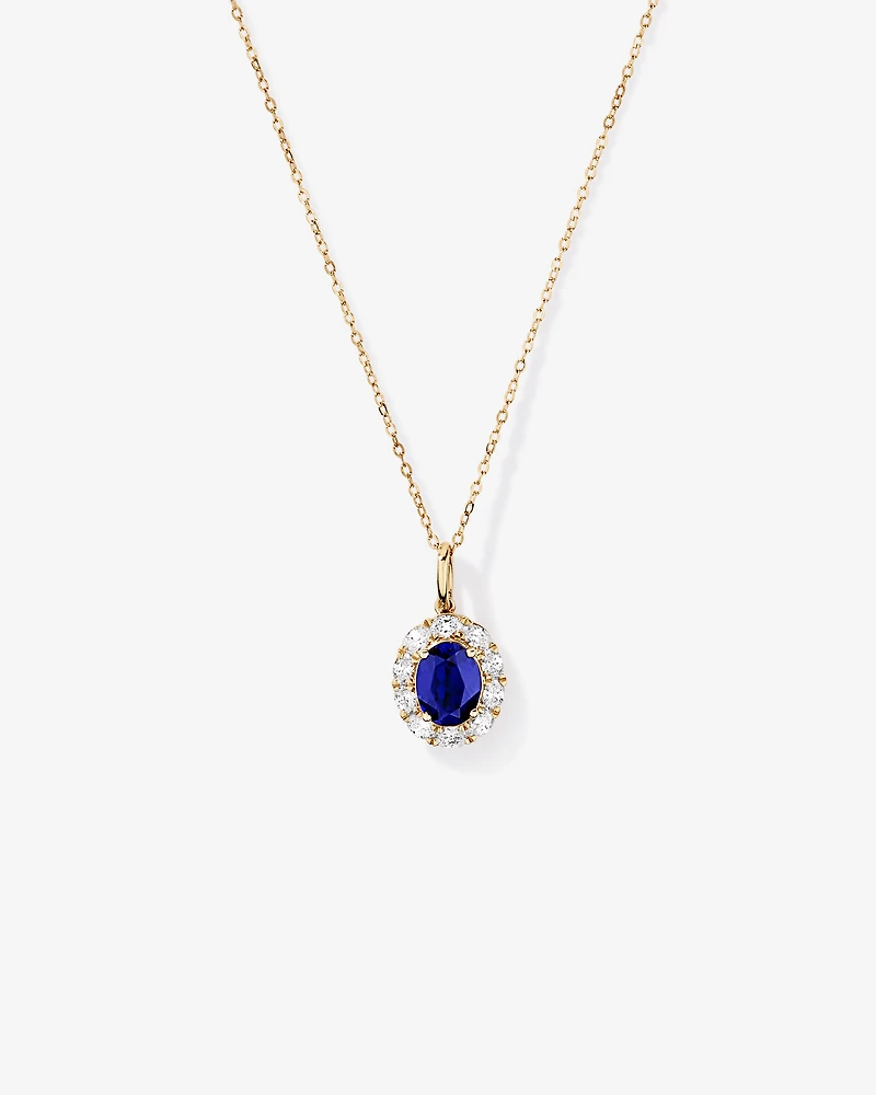 Création du pendentif en diamant TW cultivé en laboratoire en saphir et 0,47 TW avec chaîne en or 10 carats