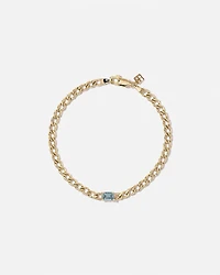 Blue Topaz Curb Link Bracelet in 10kt Yellow Gold