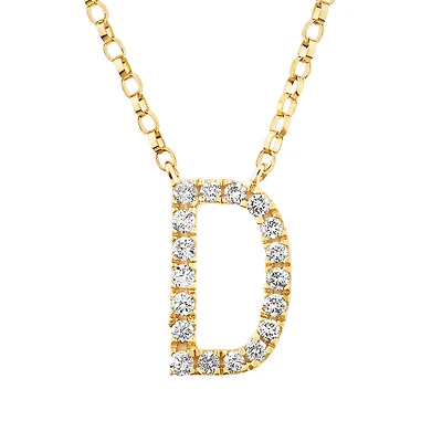 Collier à initiale « D » en or jaune 10 K à diamants totalisant 0,10 ct