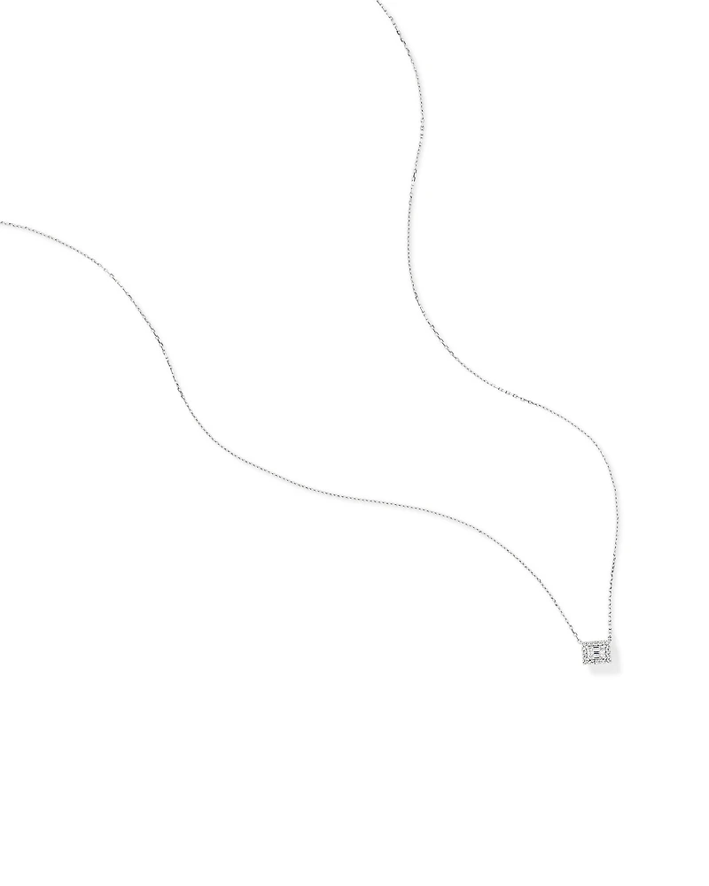 0.23 Carat TW Emerald Diamond Halo Pendant in 10kt White Gold