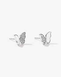 Butterfly Stud Earrings with Cubic Zirconia in Sterling Silver