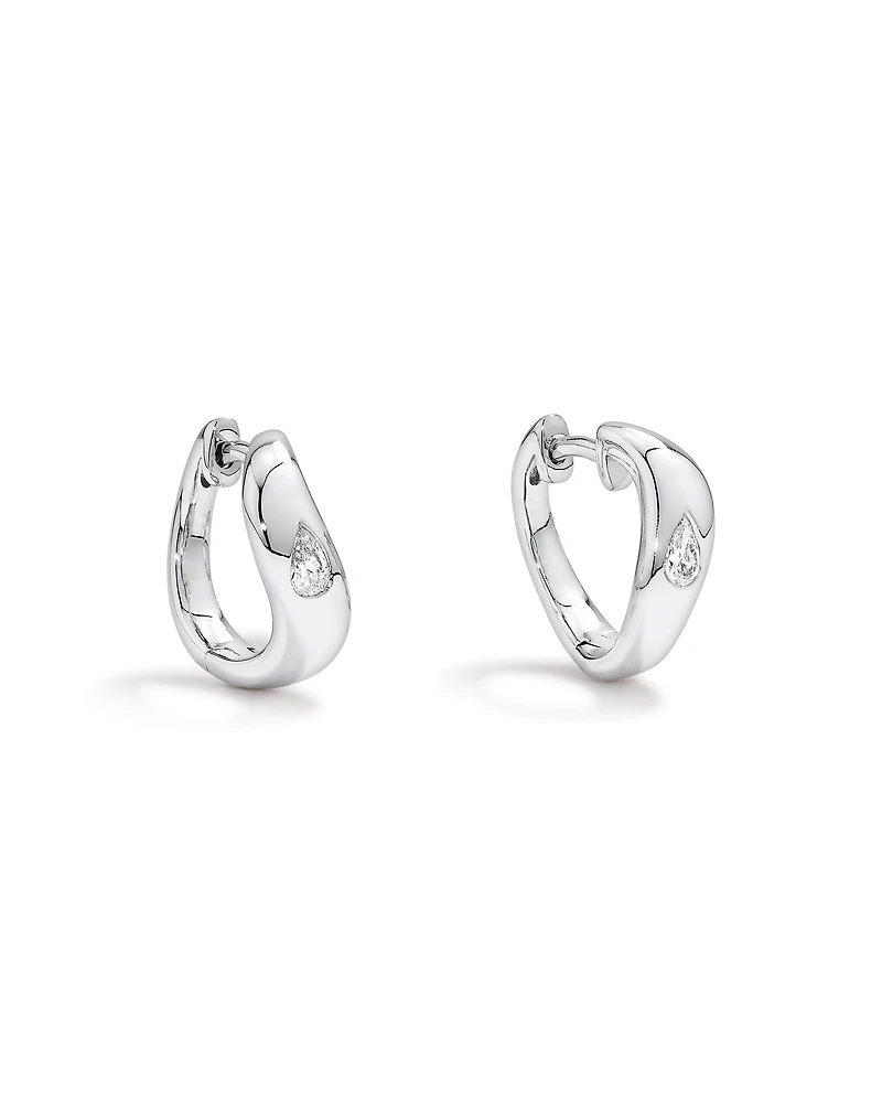 0.20 Carat TW Laboratory-Grown Pear Diamond Hoop Earrings in Sterling Silver