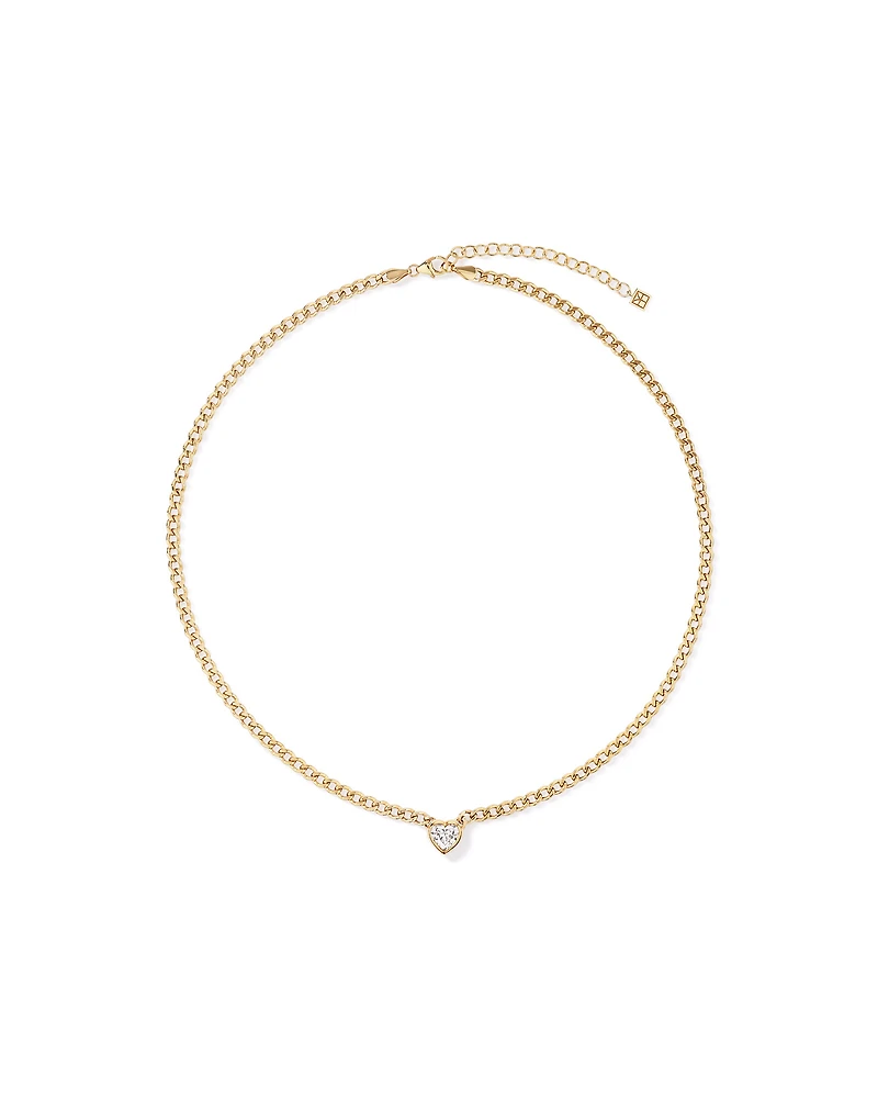 Collier chaîne en diamant en forme de cœur cultivé en laboratoire 1,00 carat TW en or jaune 10 carats