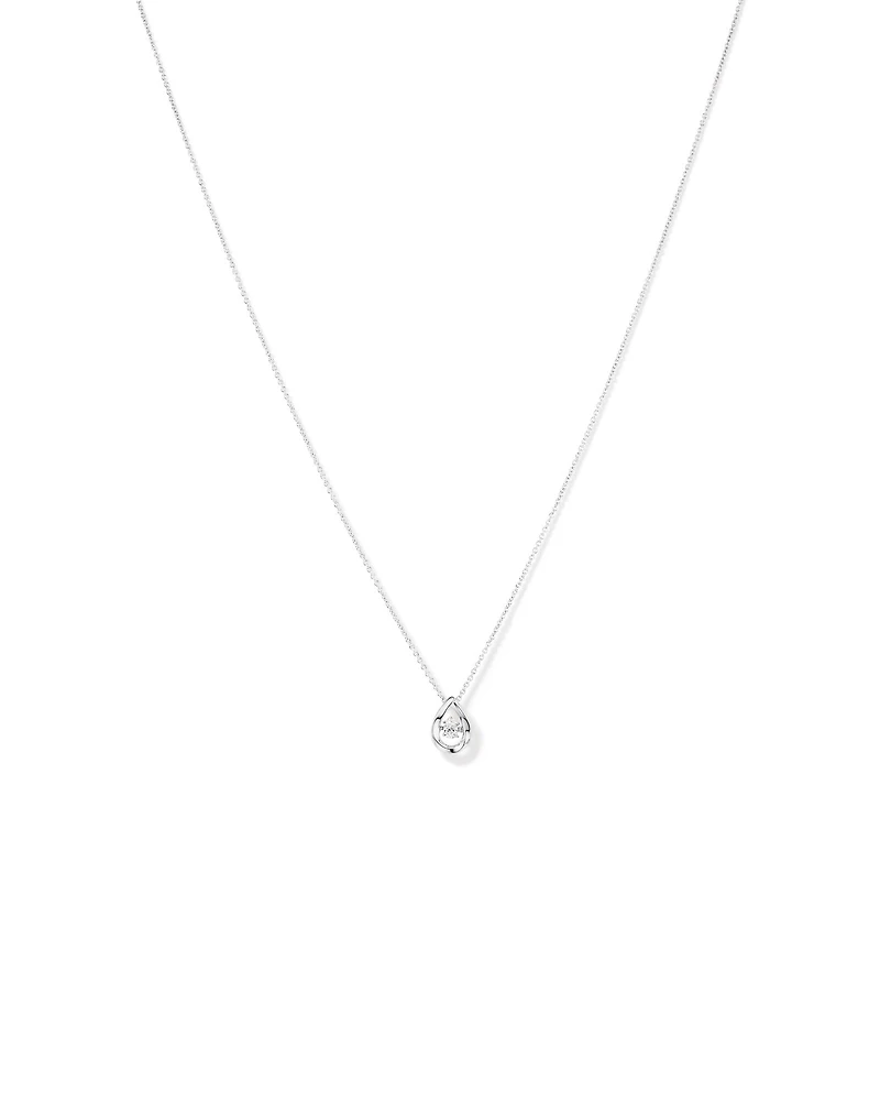 Lume Lab Pear Pendant with 0.10 Carat TW of Laboratory-Grown Diamond in Sterling Silver