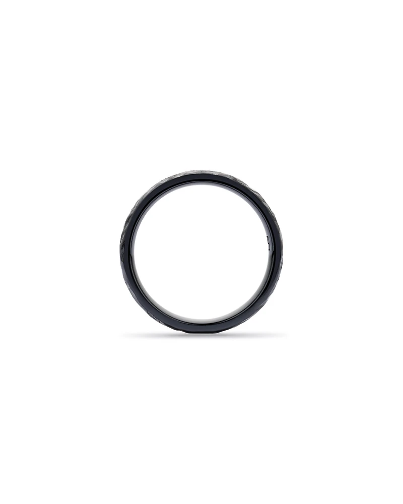 6mm Patterned Wedding Band in Black Titanium and 10KT Yellow Gold