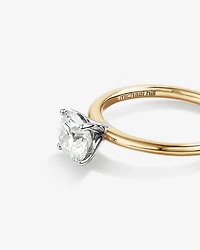 Bague de fiançailles en diamant solitaire ronde brillante cultivée laboratoire 1,25 carat or jaune et blanc 14 carats