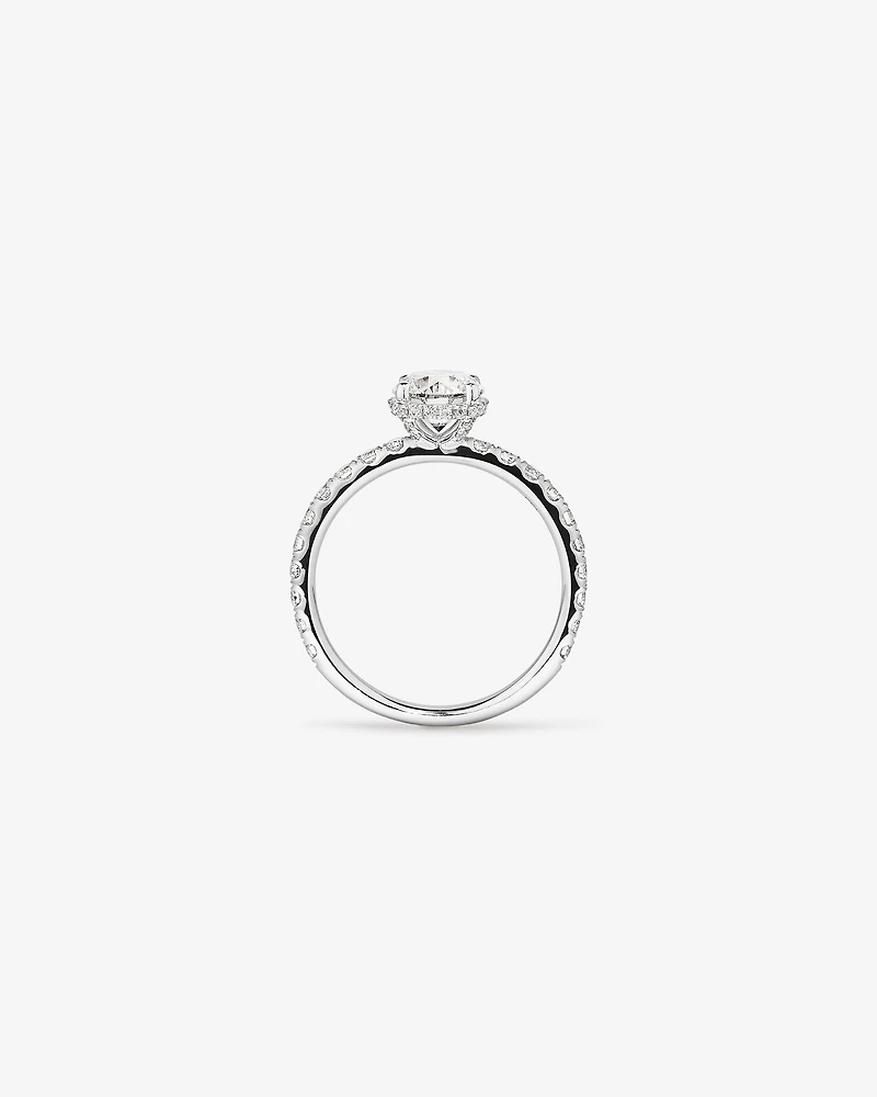 1.40 Carat TW Round Brilliant Diamond Solitaire Pave Hidden Halo Engagement Ring in Platinum