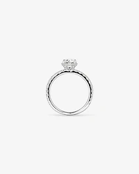 1.40 Carat TW Round Brilliant Diamond Solitaire Pave Hidden Halo Engagement Ring in Platinum