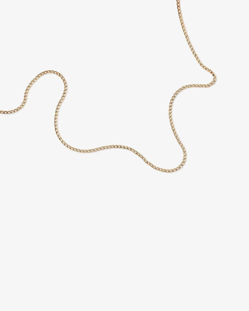 55cm (22") 3mm-3.5mm Width Hollow Curb Chain in 10kt Yellow Gold