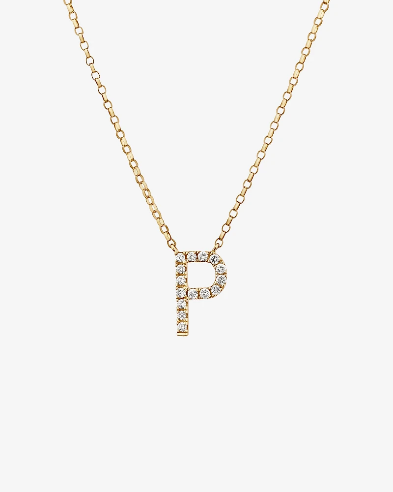 "P" Initial Necklace with 0.10 Carat TW of Diamonds in 10kt Yellow Gold