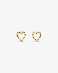 Bead Heart Pendant and Stud Earrings Set in 10kt Yellow Gold