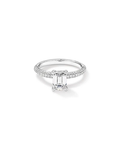 Bague de fiançailles en diamant laboratoire taille émeraude 1,94 carat poids total or blanc 14 kt