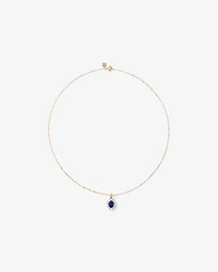 Created Sapphire & 0.47 TW Carat TW Laboratory-Grown Diamond Pendant with Chain in 10kt Gold
