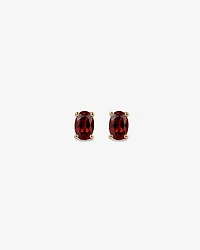 Oval Garnet Stud Earrings in 10kt Yellow Gold