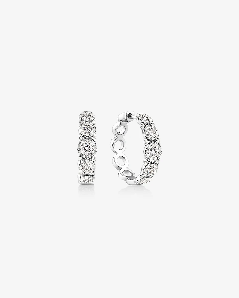 Bubble Huggie Earrings with 1.00 Carat TW Diamonds in 14kt White Gold