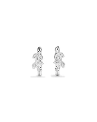 Cubic Zirconia Vine Huggie Earrings in Sterling Silver