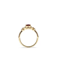 Oval-Cut Pink Tourmaline Scatter Ring with 0.10 Carat TW of Diamonds in 10kt Yellow Gold
