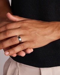 7mm Flat Bevelled Wedding Band Sterling Silver