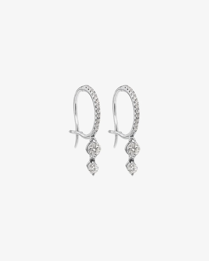 Boucles d'oreilles à double goutte avec 0,48 carat TW de diamants en or blanc 18 kt