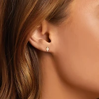 Australian Opal with Diamonds Stud Earrings in 10kt Yellow Gold