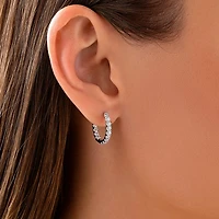 Boucles d’oreilles créoles en diamant cultivées en laboratoire TW de 1,00 carat serties en or blanc 10 carats