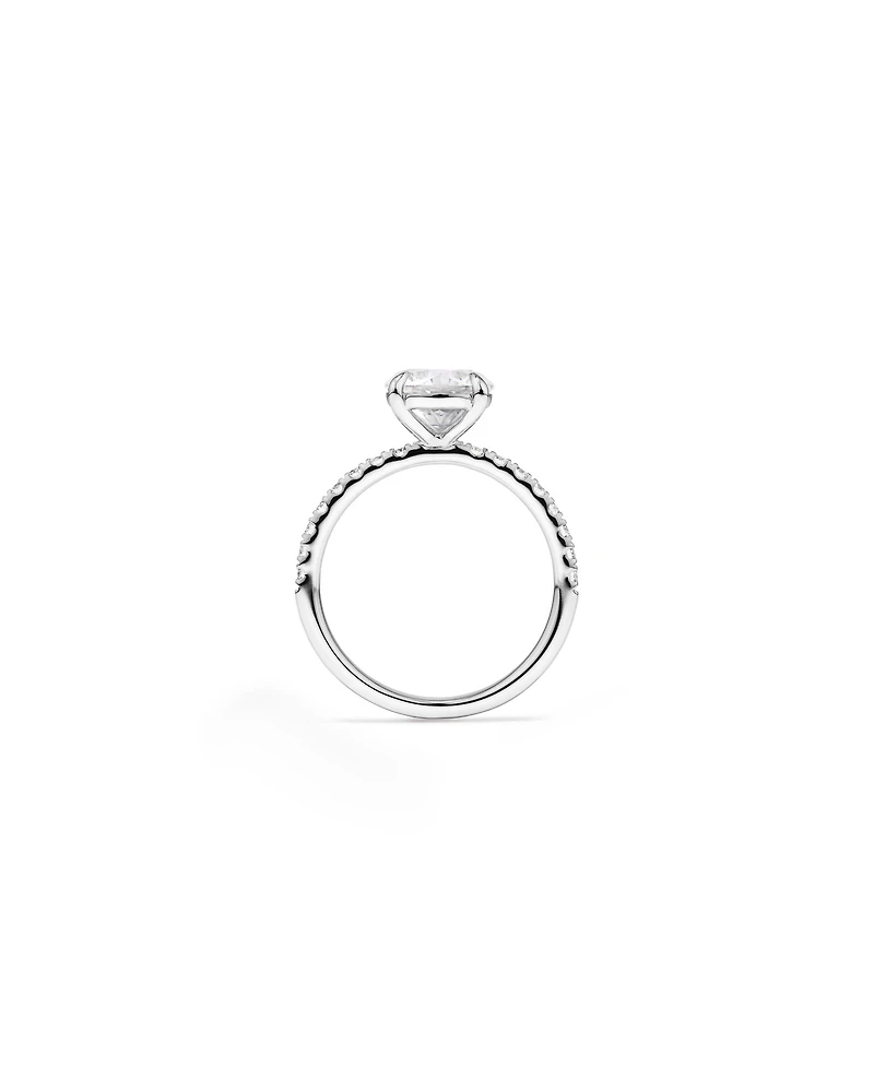 2.31 Carat TW Round Brilliant Lab-Grown Diamond Side Accent Engagement Ring in 14kt White Gold