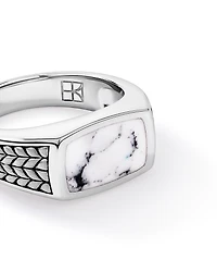 Anneau embaleur en howlite en argent sterling