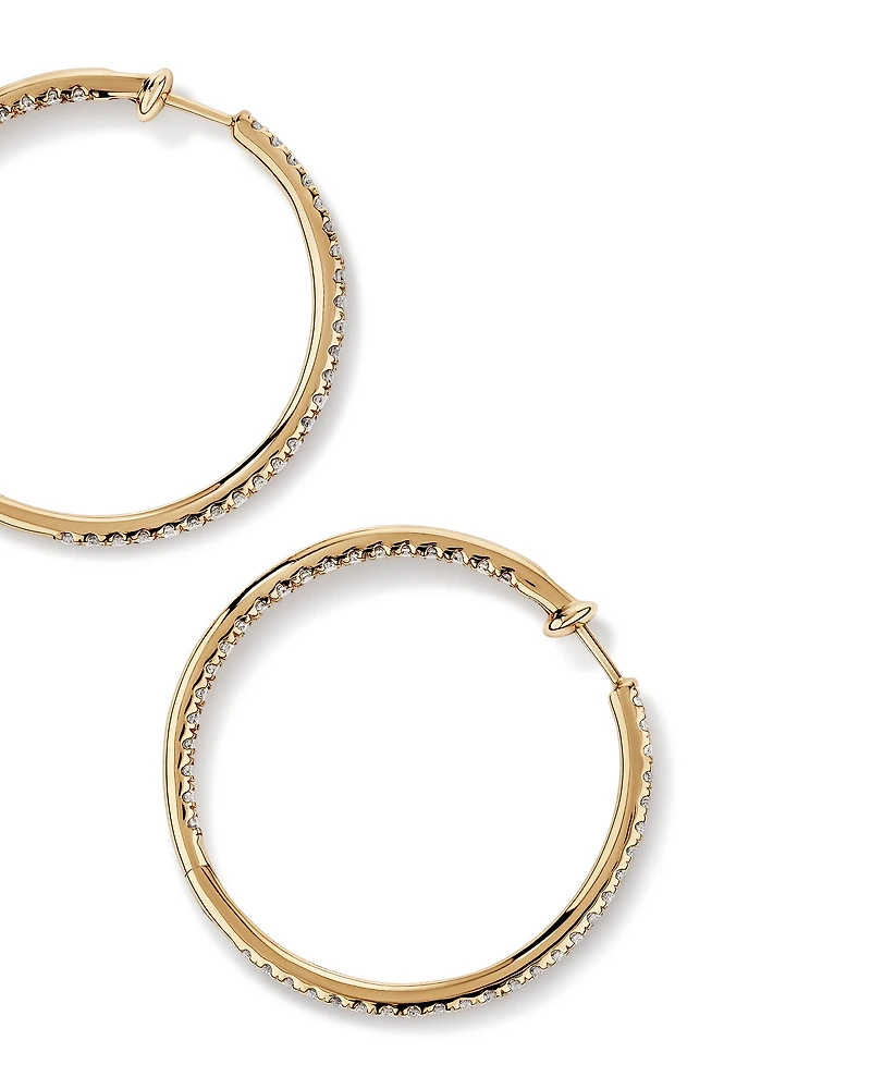 Hoop Earrings With 1.00 Carat TW of Diamonds Set in 10kt Yellow Gold