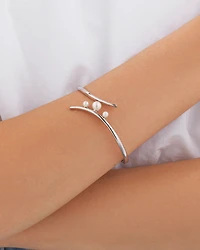 Cuff Bangle with Cultured Freshwater Pearls in Sterling Silver