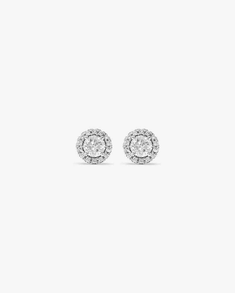 0.44 Carat TW Round Diamond Halo Stud Earrings in 10kt White Gold