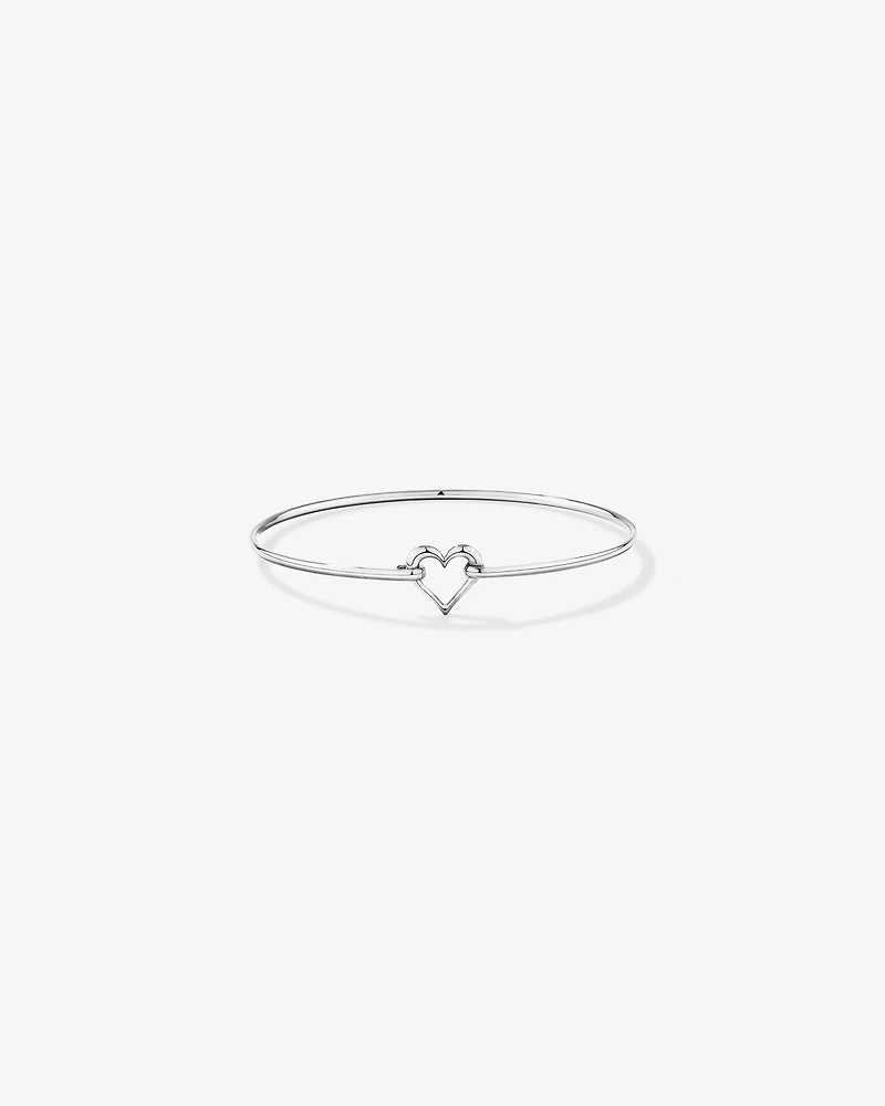 Open Heart Bangle in Sterling Silver