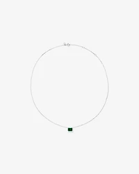 Emerald Cut Green Created Emerald Gemstone Stud Earrings and Pendant Necklace Set in Sterling Silver