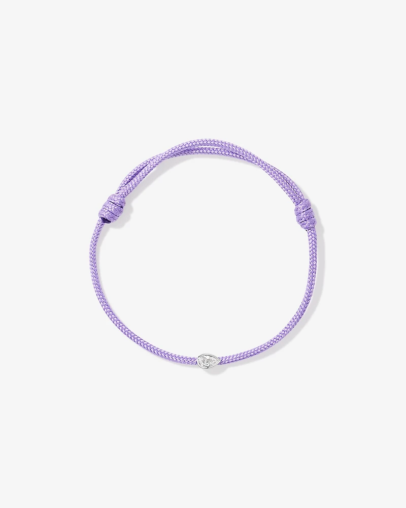 Pear Cut Cubic Zirconia Cord Bracelet in Lilac Purple