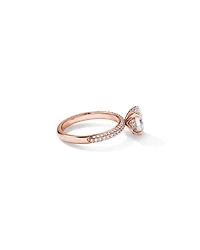 1.95 Carat TW Oval Cut Laboratory-Grown Diamond Solitaire Side Accent Engagement Ring in 14kt Rose Gold