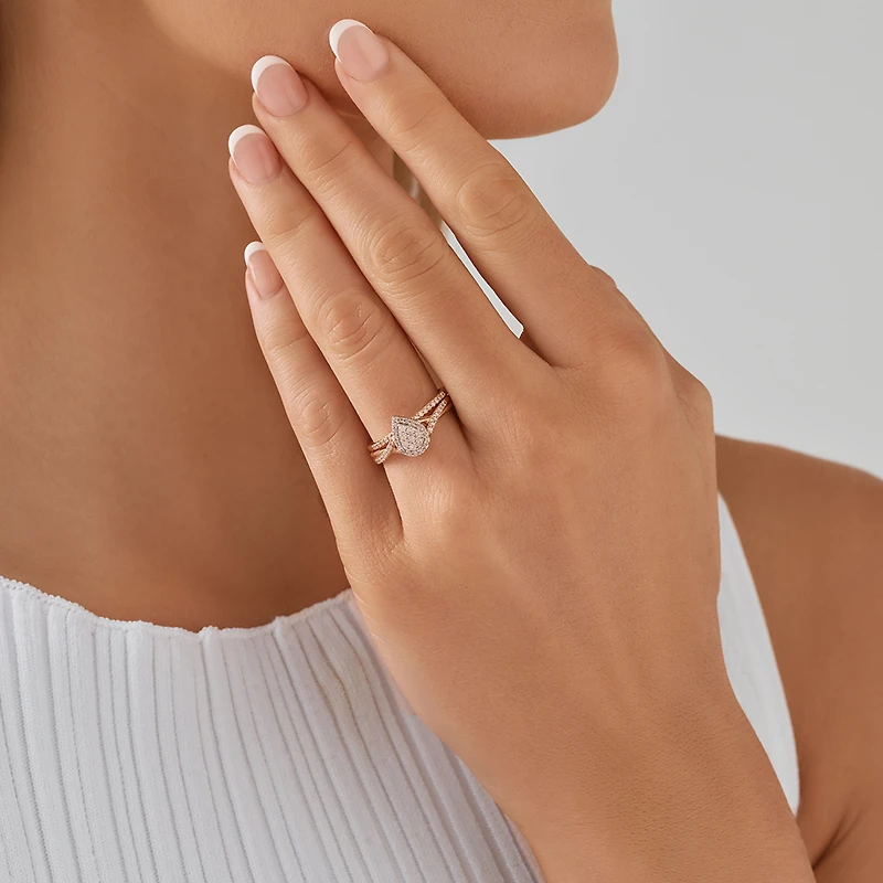 Ensemble de mariée avec 0,38 carat TW de diamants en or rose et blanc 14kt