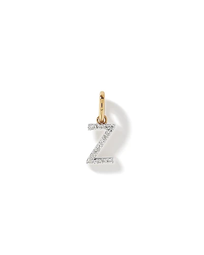 Pendentif avec initiale de la lettre Z en diamant en or jaune 10 carats