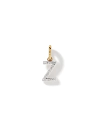 Pendentif avec initiale de la lettre Z en diamant en or jaune 10 carats