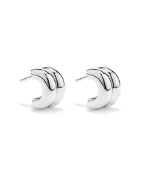 Double Half Hoop Stud Earrings in Sterling Silver