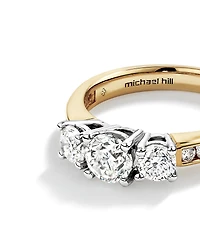 1.50 Carat TW Three Stone Round Brilliant Diamond Engagement Ring in 14kt Yellow and White Gold