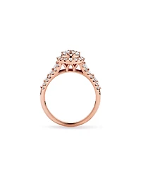1.25 Carat TW Round Brilliant and Baguette Cluster Diamond Ring in 14kt Rose Gold