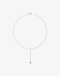 Pear Cut Purple Amethyst Gemstone and Diamond Lariat Necklace in 10kt Yellow Gold