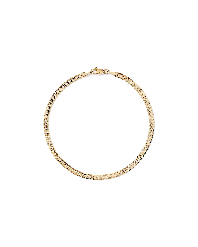 19cm (22") 3mm Width Solid Flat Bevelled Curb Bracelet in 10kt Yellow Gold