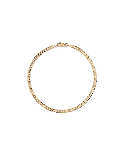 19cm (22") 3mm Width Solid Flat Bevelled Curb Bracelet in 10kt Yellow Gold