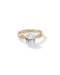 2.10TW Oval Laboratory-Grown Diamond Twist Engagement Ring 14kt Yellow and White Gold